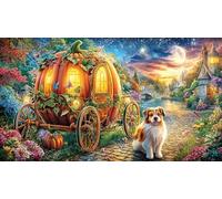 Cinderella-and-her-pumpkin-carriage-at-night 1000 pièces Puzzle en papier recyclé pour adultes Cadeau amusant & Activité maison Jeu éducatif détente pour décoration murale et cadeaux 38x52/1000 pièces