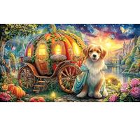 Cinderella-and-Her-Pumpkin-Carriage-at-Night Puzzle 1000 pièces Papier recyclé Jeu éducatif détente Beau Puzzle de décoration pour Adultes et Enfants 38x26/1000 pièces
