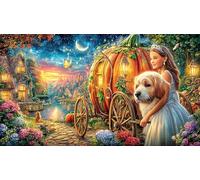 Cinderella-and-Her-Pumpkin-Carriage-at-Night Puzzle pour Adultes 1000 pièces Extremement Difficile Stimulant Jeu éducatif détente Cadeau Amusant & Activité Maison 38x26/1000 pièces