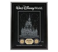 Cinderella Castle Etched Glass Panel with 24kt Gold Overlay Medallions - Walt Disney World - Limited Edition