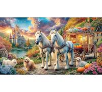 Cinderella-in-pumpkin-carriage-with-white-horses 1000 pièces Papier recyclé Puzzle Extremement difficile Jeux éducatifs Idée cadeau parfaite pour adultes et enfants de 12 ans et plus 38x52/1000 pièces