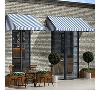 CINDERFUL Auvent de Bistro 400x120 cm Bleu et Blanc Stores extérieurs