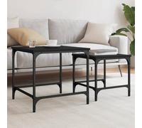 CINDERFUL Tables Basses gigognes 2 pcs Noir Bois d'ingénierie,Table Basse Industrielle gigogne Lot de 2 Tables emboîtables pour Petits espaces et Salons