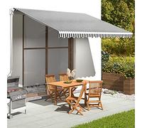 CINDERFUL Tissu de Remplacement pour auvent Anthracite et Blanc 4x3 Stores extérieurs