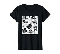 Cinéaste ou vidéaste Amusant T-Shirt Graphique avec Valeur, Femme, Noir, M
