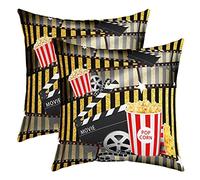 Cinéma Affiches Design Housse de Coussin Housse Coussin Films Théâtre Réversible Taie d'oreiller 40x40cm Pour Popcorn Glitter Golden Imprimer Place Taie Oreiller Lot De 2 Ancienne Mode Housse Coussin