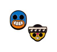 Cinereplicas Brawl Stars - Lot de 2 Pin's Poco & El Primo - Accessoires pour chapeaux, sacs, vestes - 2 × 2,5 cm - Licence Officielle