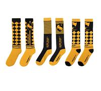 Cinereplicas HARRY POTTER - Chaussettes Hautes - Pack de 3 - Unisexes - Maison Poufsouffle - Chaussettes à emblèmes - Licence Officielle