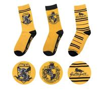 Cinereplicas HARRY POTTER - Chaussettes - Pack de 3 - Unisexes - Maison Poufsouffle - Chaussettes à emblèmes - Taille 35 à 45