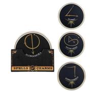 Cinereplicas Harry Potter - Lot de 4 dessous-de-verre Spells and Charms - Série 2-9,5 cm de diamètre - Licence officielle