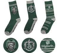 Cinereplicas Harry Potter - Pack de 3 unisexes - Chaussettes avec emblème de Poudlard - Chaussures 35 à 45 - Serpentard