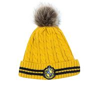 Cinereplicas - Harry Potter - Pompon Bonnet - Licence Officielle - Maison Poufsouffle - Jaune et Noir - Taille Unique