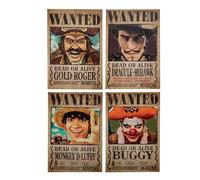CINEREPLICAS One Piece - Set de 4 Aimants des Posters Wanted - Licence Officielle