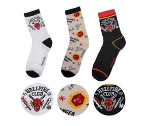 Cinereplicas Stranger Things - Set de 3 paires de chaussettes Hellfire Club - Licence Officielle