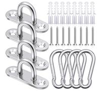 CINGHIA Pontet Inox M5,4 Pièces Crochet Inox,Plaques à Oeillets en Acier Inoxydable,Plaques Oculaires et Mousquetons pour Balançoires de Yoga Hamacs Auvent Accessoires de Bateau