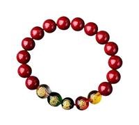 Cinnabar Fortune Band - Véritable Bracelet De Prière Pour Le Talon De Chenette, Charme Talisman Améliore La | Ornement De Poignet De Bon Soupice Artisanal, Accessoire Pour Boo