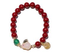 Cinnabar Jade Word de Lapin Fu Happinet Charm Crystal Strong Talisman Animal Bunny Feng Shui Wealth Chakra Red Amulet / 2203