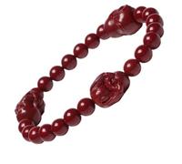 Cinnabar Quartz Feng Shui Richesse Prospérité Bracelet Bouddha rieur Perles - 6 mm Pierre Naturelle Cristal Talisman pour Bonne Chance - Excellent Cadeau pour Femme