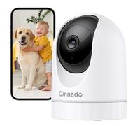 Cinnado Camera Interieur pour Bebe/Chat/Chien, Camera Surveillance WiFi | 2K 3MP, 2,4 GHz, Connectée Smartphone, Suivi Intelligent 360°, Enregistrement Continu avec Carte microSD pour Animaux