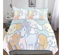 Cinnamoroll Housse De Couette, Housses De Couettes Pour Anime Avec Taies D'oreiller Microfibre Parure De Lit Parure De Couette Pour Enfants Adolescent