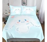 Cinnamoroll Housse De Couette, Impression D Anime Motif Parure De Lit Avec ¿¿Clair Et D'oreiller Housses De Couettes Microfibre Pour Garcon Enfant Fill