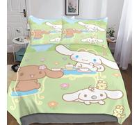 Cinnamoroll Housse De Couette, Impression D Anime Motif Parure De Lit Avec ¿¿Clair Et D'oreiller Housses De Couettes Microfibre Pour Garcon Enfant Fill