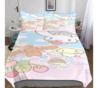 Cinnamoroll Sets Housses De Couettes Imprim¿¿E D,Parure De Lit Housse De Couette Anime Parure De Couette En Microfibre Avec Taies D'oreiller Pour Adole