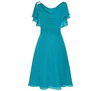 Cinnamou Robe de soirée de Cocktail Robe de Demoiselle d'honneur en Dentelle Manches Courtes col Rond avec Ceinture