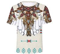 Cinnamou T-Shirt Imprimé 3D De Style Afro-éMirats Homme D'éTé Casual Manche Courte Slim Fit Tshirt Col Rond Imprimé Ethnique Haut