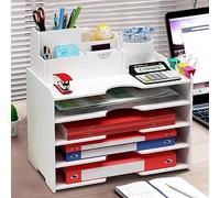 Cinnani 5 Niveaux Organisateur de Bureau en WPCÉtagère de Stockage A4 Papiers Documents Horizontal Support de Rangement Bac à Courrier Plateaux de Classement de Fichier Bureau Maison et École