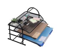 Cinnani en métal 3 compartiments noir. Bac à courrier pour documents A4, design en maille, plateau de bureau, classeurs, bureau d'ordinateur, organisateur de tiroirs, 35,5 cm L x 25,5 cm l x 26 cm H