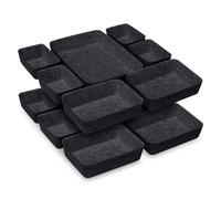 Cinnani Lot de 14 Organisateurs de Tiroir, 3 Tailles Rangement Tiroir en Feutre, Organiseur Tiroir pour Maquillage, Bijoux, Papeterie, Coiffeuse, Cuisine, Salle de Bain, Gris Foncé