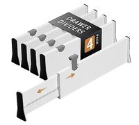 Cinnani Lot de 4 séparateurs de tiroirs, réglables, en plastique, système de séparation pour cuisine, armoire, commode, chambre, salle de bain, bureau