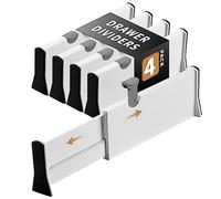 Cinnani Séparateur de Tiroir Réglables, Lot de 4 Separateur Tiroirs Reglable, Separateur Tiroir Plastique, Diviseur de Tiroir pour Cuisine, Commode, Salle de Bain, Bureau, Extensible de 27,8 à 43,5 cm