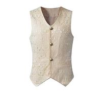 Cinnmaou Steampunk Homme Veste Gilet sans Manches Gothique Manteau Médiéval Rétro Vintage Jacquard Gilet Homme Costume Veste Cardigan sans Manches Paillettes Costume