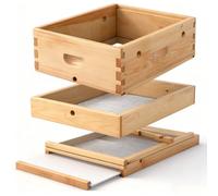 Cinnvoice 10 cadres en forme de ruche avec planche à bonbons et planche inférieure blindée trempée dans de la cire d'abeille 100 % équipement d'apiculture pour ruches, mangeoire à abeilles, housse