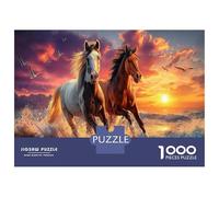 Cinq Chevaux 1000 Pièces Chevaux de Course Puzzle Défi Jouet Jeu Coloré Puzzles Décorationd’intérieur pour Adulte Art Mural Cadeau 52x38cm/1000pcs