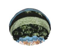 Cinq chiots Chow-Chow mignons,Bonnet de douche/bonnet de nuit double couche imperméable et élastique, bonnet de bain réutilisable