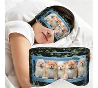 Cinq chiots Chow-Chow mignons, Masque de sommeil pour la maison, les voyages et le travail posté, couvrant entièrement les yeux et bloquant la lumière
