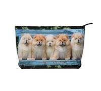Cinq Chiots Chow-Chow Mignons,Trousse de Toilette en Velours côtelé, Trousse de Maquillage Portable pour Les Voyages