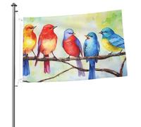 Cinq drapeaux d'oiseaux chantants pour l'extérieur, 6,1 x 91,4 cm, drapeau de jardin saisonnier double face avec œillets, drapeau d'extérieur pour décoration de maison, toile de fond pour photo