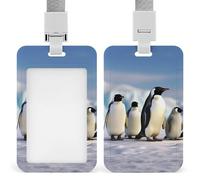 Cinq pingouins Porte-badge vertical avec lanière détachable et robuste pour badges nominatifs Porte-badge étanche pour infirmière, officier, enseignant, personnel de sécurité
