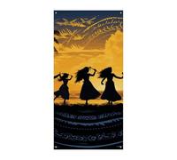 Cinq silhouettes de couverture de porte de danse hawaïenne - Fournitures de décoration de fête - Bannière à suspendre pour porche - Bannières de fête pour vacances, anniversaire, jardin, pelouse