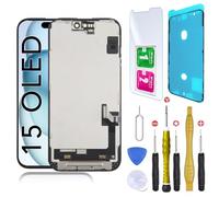 CINQ TEQ Ecran OLED Remplacement pour iPhone 15 avec Joint Ecran, Verre trempé et Kit