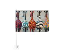 Cinq zèbres colorés drapeau de voiture extérieur clip fenêtre 30 x 45 cm double face décoration de voiture