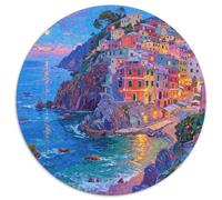 Cinque Terre 1000 Pièces Puzzle Circulaire Classiques Scenique Spot Puzzles Éduchatif Défi Jouets Cadeau Unique pour Adultes Et Enfants 1000pcs (67.5x67.5cm)