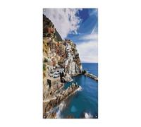 Cinque Terre - Couverture de porte décorative - Bannière décorative à suspendre pour porche, intérieur et extérieur - 180 x 89 cm
