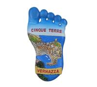 Cinque Terre Italy Aimant de réfrigérateur 3D en forme de pied en résine faite à la main Vernazza pour décoration de maison et de cuisine