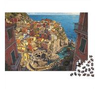 Cinque Terre Puzzle 1000 Pièces Recyclable Italian Village Senior Puzzles Éducatif Game Décompression Ideal for Family and Amis Birthdays 70x50cm/1000pièces