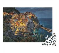 Cinque Terre Puzzles 1000 Pièces Recycled Italian Village Senior Puzzles Party Game Accessoires Excellent Cadeau Idea for Family and Friends Birthdays 70x50cm/1000pcs